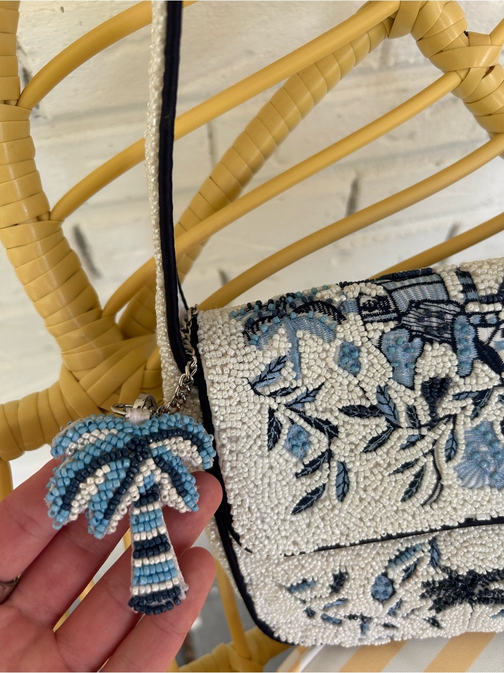 NWOT Handmade in India Beaded Palm Tree Bag - Picture 2 of 5